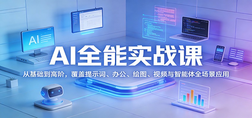 图片[1]-AI全能实战课：从基础到高阶，覆盖提示词、办公、绘图、视频与智能体全场景应用-瀚宇网创