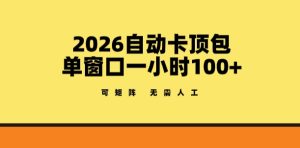 2026自动卡顶包玩法，单窗口一小时100+，可矩阵操作，无需人工【揭秘】-瀚宇网创
