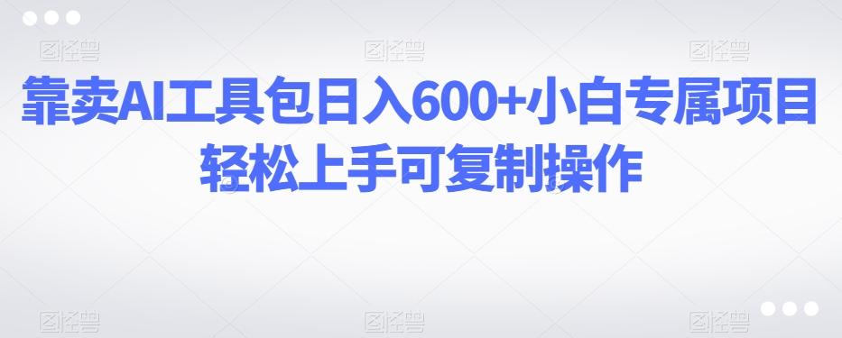 靠卖AI工具包日入600+小白专属项目轻松上手可复制操作-瀚宇网创