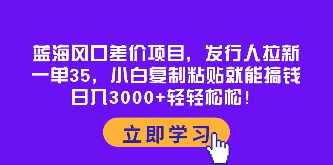 蓝海风口差价项目，发行人拉新，一单35，小白复制粘贴就能搞钱！日入30…-瀚宇网创