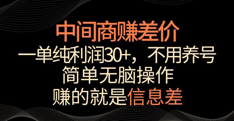 中间商赚差价，一单纯利润30+，简单无脑操作，赚的就是信息差，轻轻松松日入1000+【揭秘】-瀚宇网创