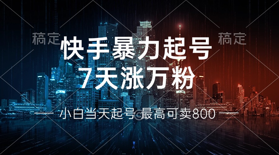 快手暴力起号,7天涨万粉,小白当天起号 多种变现方式,账号回收,单月...-瀚宇网创