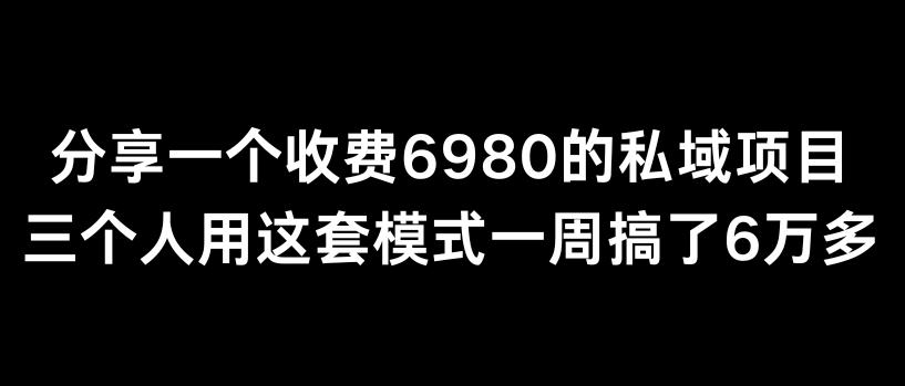 分享一个外面卖6980的私域项目三个人用这套模式一周搞了6万多【揭秘】-瀚宇网创