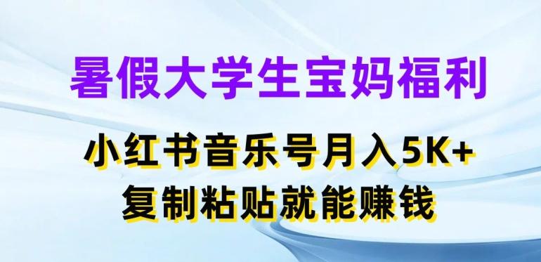 暑假大学生宝妈福利，小红书音乐号月入5000+，复制粘贴就能赚钱【揭秘】-瀚宇网创