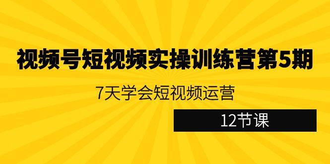 视频号短视频实操训练营第5期：7天学会短视频运营(12节课)-瀚宇网创