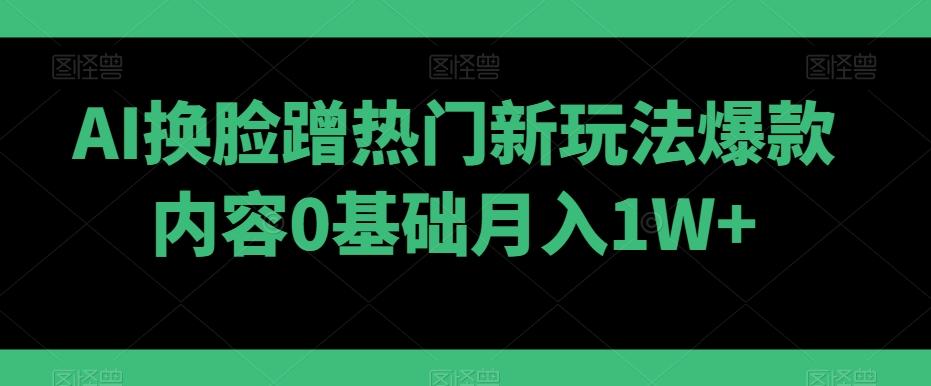 AI换脸蹭热门新玩法爆款内容0基础月入1W+-瀚宇网创