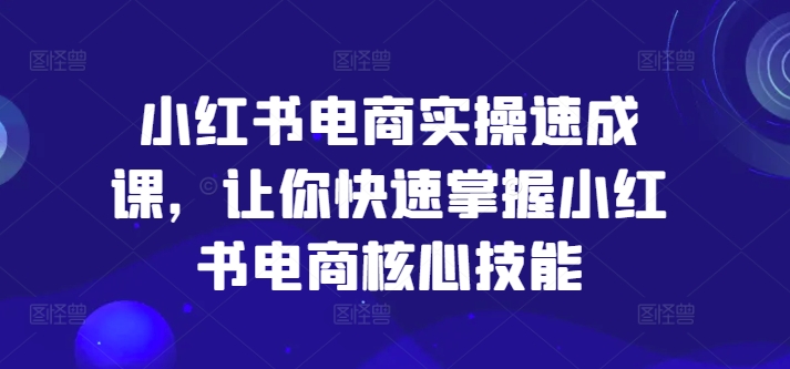 小红书电商实操速成课,让你快速掌握小红书电商核心技能-瀚宇网创
