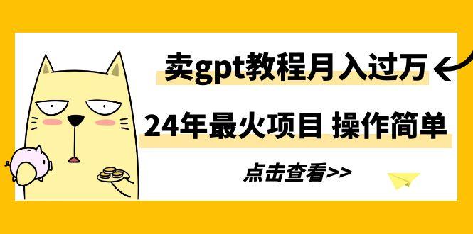 24年最火项目，卖gpt教程月入过万，操作简单-瀚宇网创