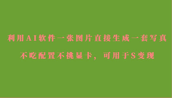 利用AI软件只需一张图片直接生成一套写真，不吃配置不挑显卡，可用于S变现-瀚宇网创