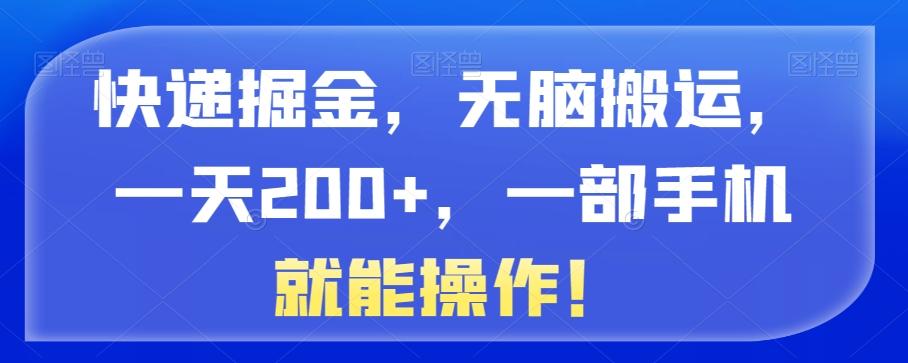 快递掘金，无脑搬运，一天200+，一部手机就能操作！-瀚宇网创