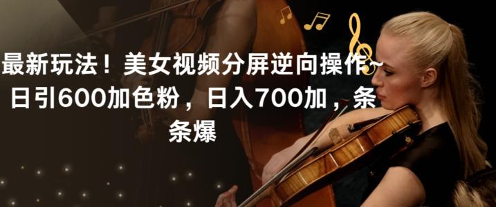 最新玩法！美女视频分屏逆向操作~日引600加色粉，日入700加，条条爆【揭秘】-瀚宇网创