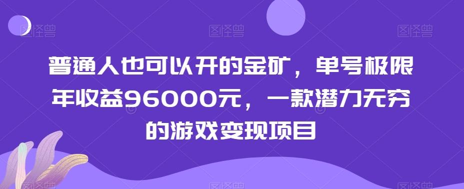 普通人也可以开的金矿，单号极限年收益96000元，一款潜力无穷的游戏变现项目【揭秘】-瀚宇网创