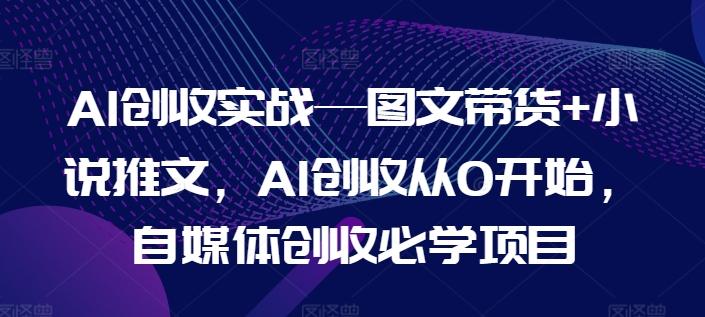 AI创收实战—图文带货+小说推文，AI创收从0开始，自媒体创收必学项目-瀚宇网创