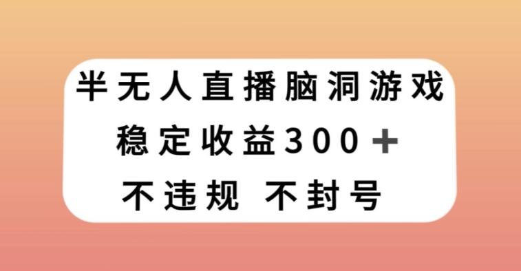 半无人直播脑洞小游戏，每天收入300+，保姆式教学小白轻松上手【揭秘】-瀚宇网创