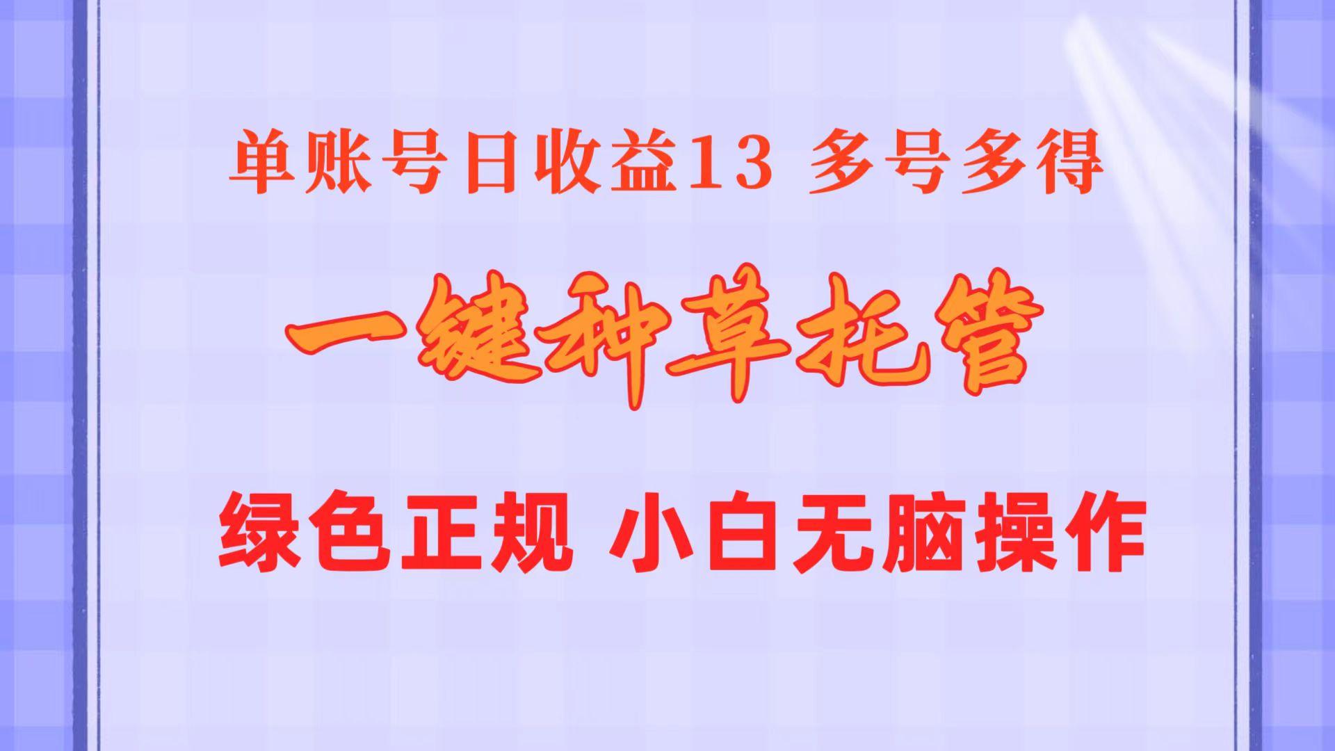 一键种草托管 单账号日收益13元  10个账号一天130  绿色稳定 可无限推广-瀚宇网创