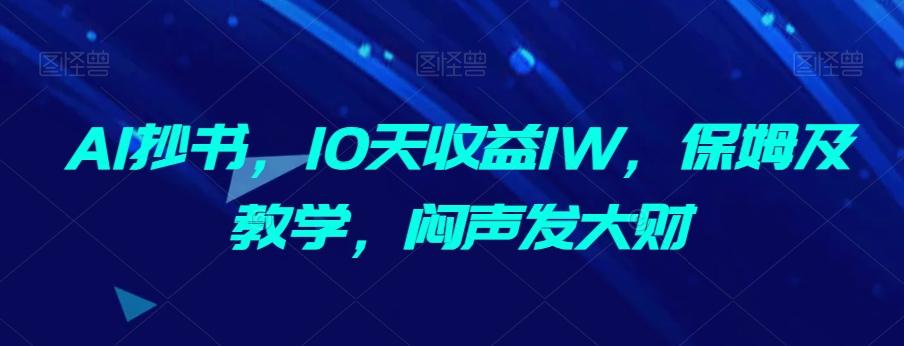 AI抄书，10天收益1W，保姆及教学，闷声发大财-瀚宇网创