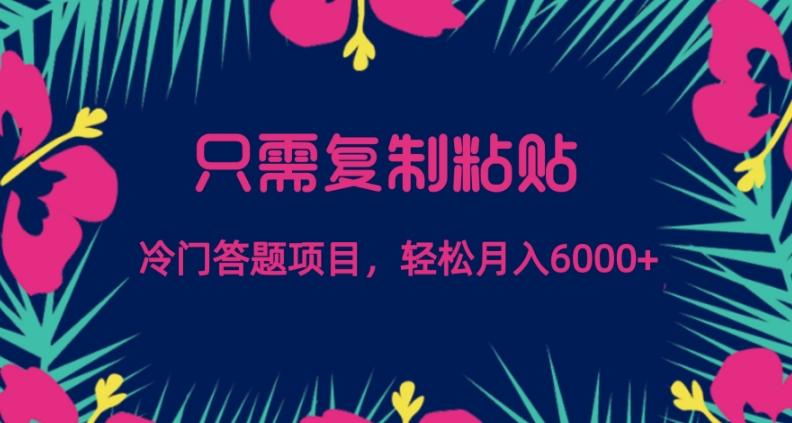 只需复制粘贴，冷门答题项目，轻松月入6000-瀚宇网创