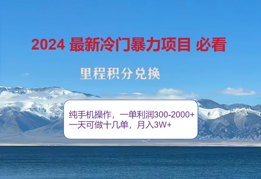2024惊爆冷门暴利，里程积分最新玩法，高爆发期，一单300+—2000+-瀚宇网创