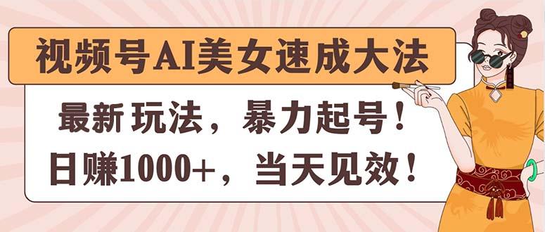 视频号AI美女速成大法，暴力起号，日赚1000+，当天见效-瀚宇网创