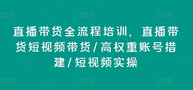 直播带货全流程培训,直播带货短视频带货/高权重账号措建/短视频实操-瀚宇网创