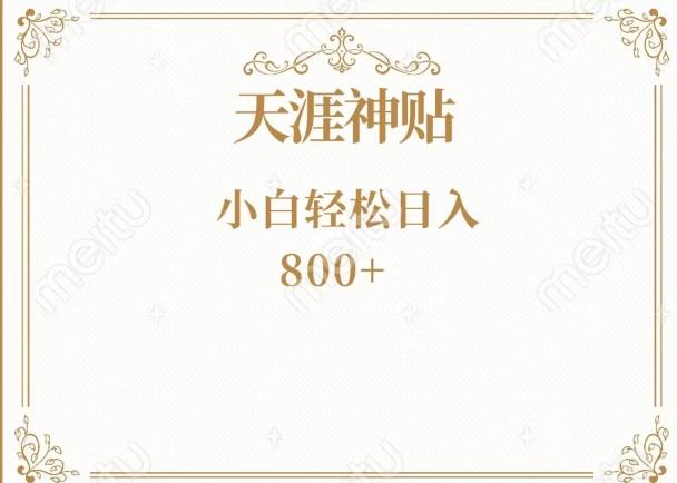 神级项目！天涯神贴再现江湖！小白轻松入手，三个月变现10w+-瀚宇网创