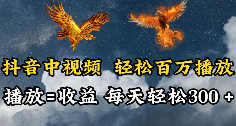 抖音中视频轻松百万播放，有播放就有收益，每天轻松两三张【揭秘】-瀚宇网创