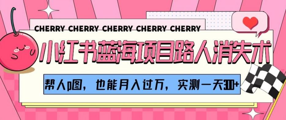 小红书蓝海项目路人消失术,帮人p图,也能月入过万,实测一天300+【揭秘】-瀚宇网创