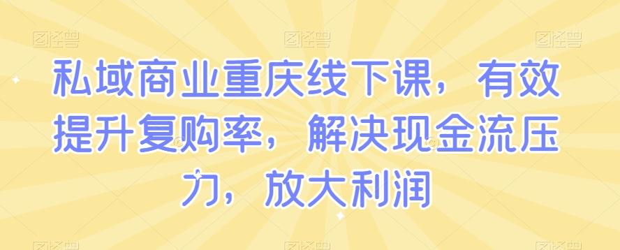 私域商业重庆线下课，有效提升复购率，解决现金流压力，放大利润-瀚宇网创