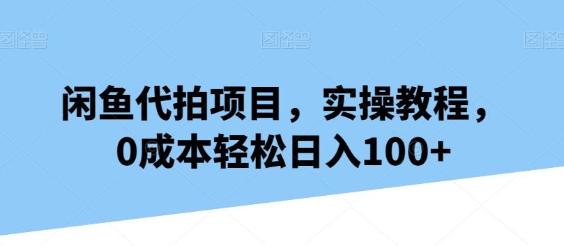 闲鱼代拍项目，实操教程，0成本轻松日入100+-瀚宇网创