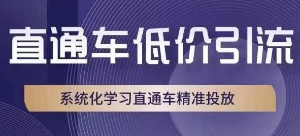 直通车低价引流课，系统化学习直通车精准投放-瀚宇网创