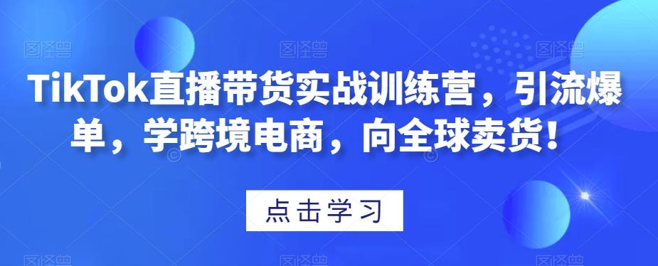 TikTok直播带货实战训练营,引流爆单,学跨境电商,向全球卖货!-瀚宇网创