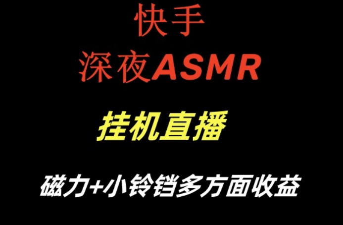 快手深夜ASMR挂机直播,磁力+小铃铛收益(附带工具和5G素材)【揭秘】-瀚宇网创
