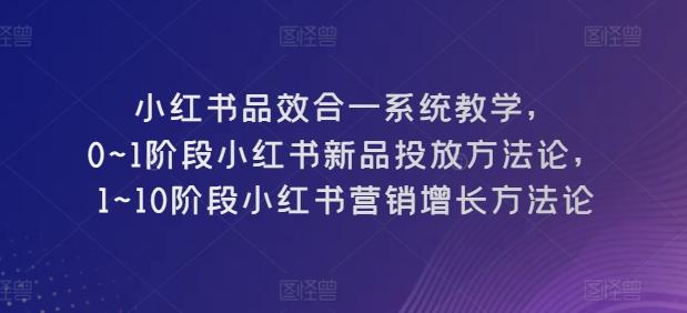 小红书品效合一系统教学,0~1阶段小红书新品投放方法论,1~10阶段小红书营销增长方法论-瀚宇网创