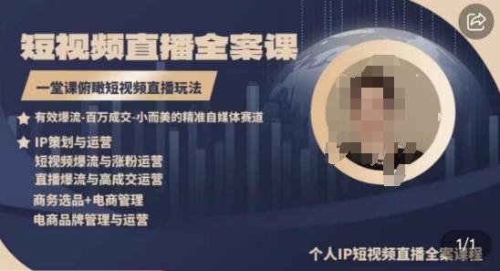 高品质IP短视频直播全案课程，一堂课俯瞰短视频直播玩法-瀚宇网创