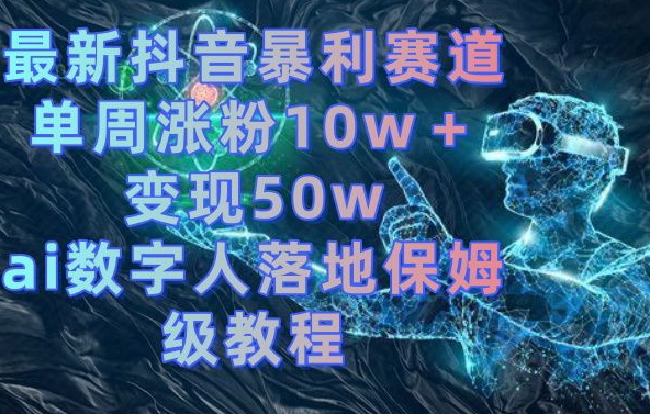 最新抖音暴利赛道，单周涨粉10w＋变现50w的ai数字人落地保姆级教程【揭秘】-瀚宇网创