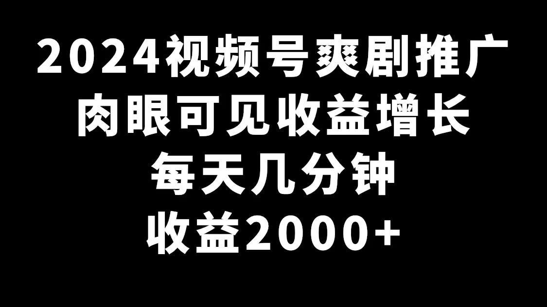 2024视频号爽剧推广，肉眼可见的收益增长，每天几分钟收益2000+-瀚宇网创