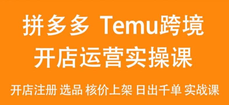 2024Temu最新玩法，Temu跨境开店运营实操课，开店注册/选品/核价上架/日出千单实战课-瀚宇网创
