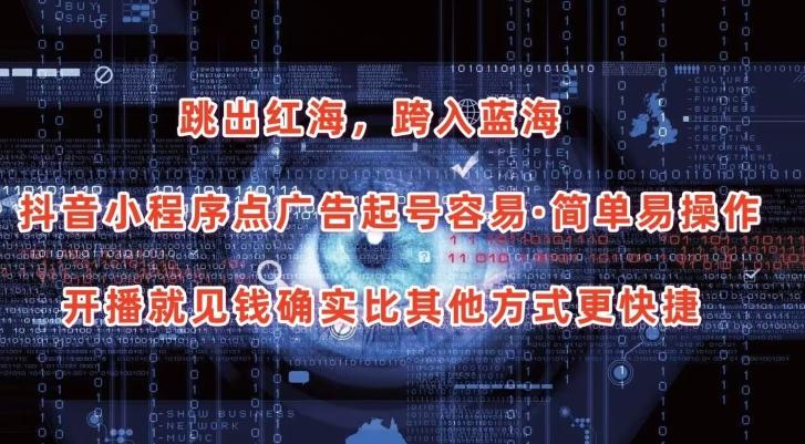 抖音小程序点广告项目，起号容易，简单易操作，开播就见有收益【揭秘】-瀚宇网创