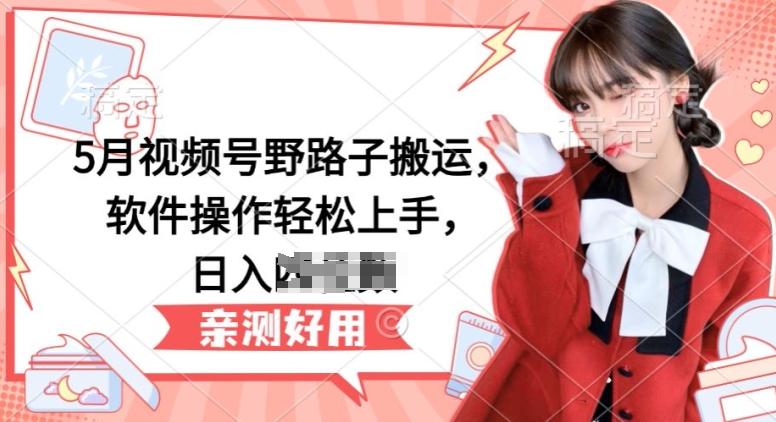 5月视频号野路子搬运，软件操作轻松上手，日入三位数【揭秘】-瀚宇网创
