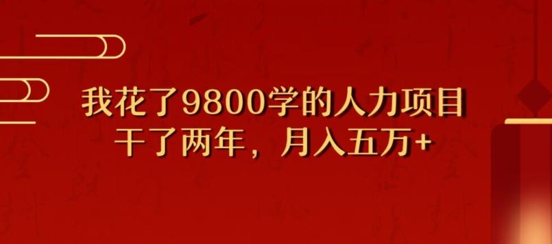 我花了9800学习,干了两年赚了70万的人力项目-瀚宇网创