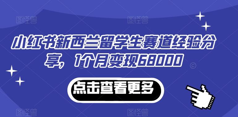 小红书新西兰留学生赛道经验分享,1个月变现68000【揭秘】-瀚宇网创