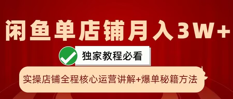 闲鱼单店铺月入3W+实操展示,爆单核心秘籍,一学就会【揭秘】-瀚宇网创