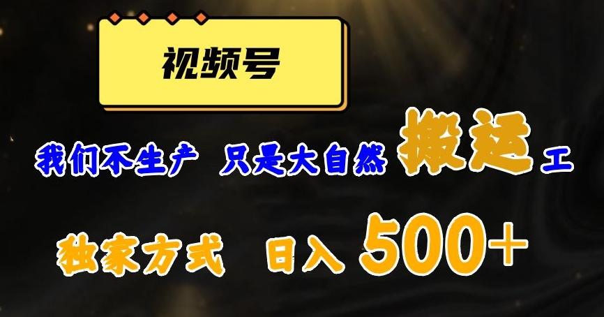 视频号轻松搬运日赚500+,一个1分钟1条原创视频【揭秘】-瀚宇网创
