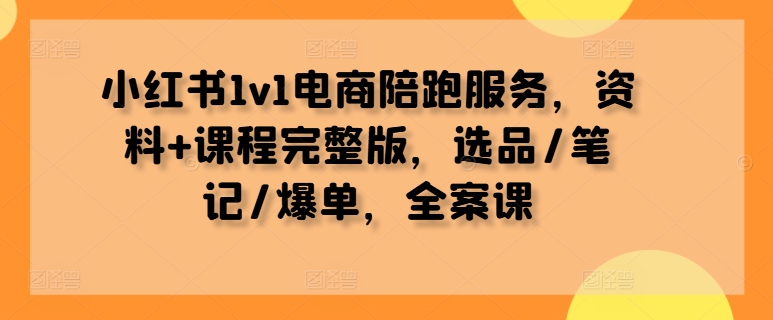 小红书1v1电商陪跑服务,资料+课程完整版,选品/笔记/爆单,全案课