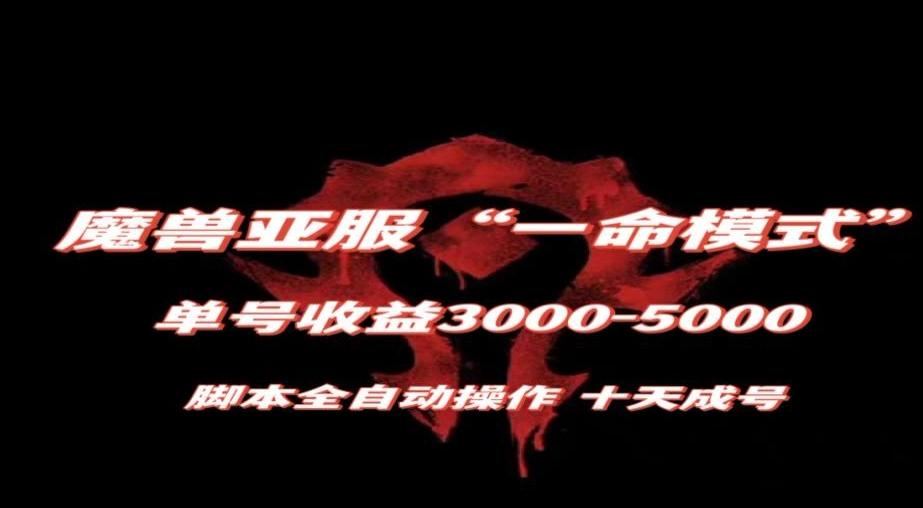 魔兽亚服一命模式,10天成号-单号3千-5千,脚本全自动操作,保姆级教学【揭秘】-瀚宇网创