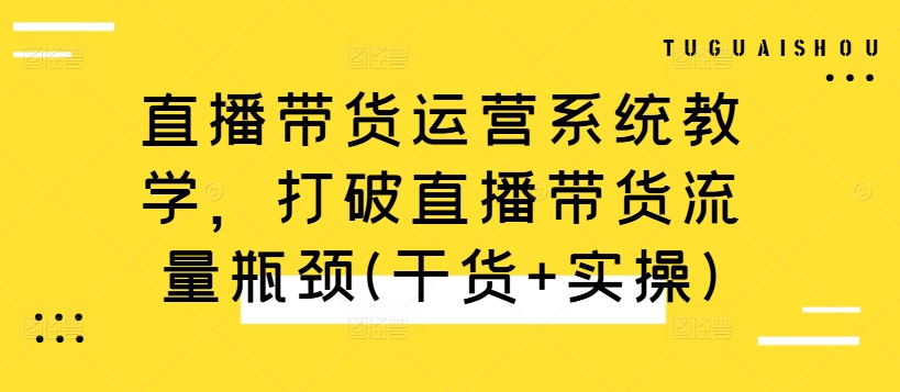 直播带货运营系统教学，打破直播带货流量瓶颈(干货+实操)-瀚宇网创