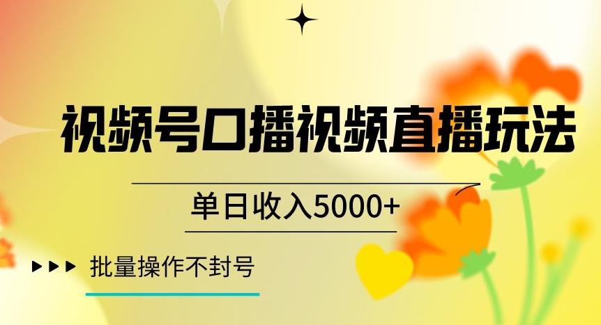 视频号囗播视频直播玩法,单日收入5000+,批量操作不封号【揭秘】-瀚宇网创