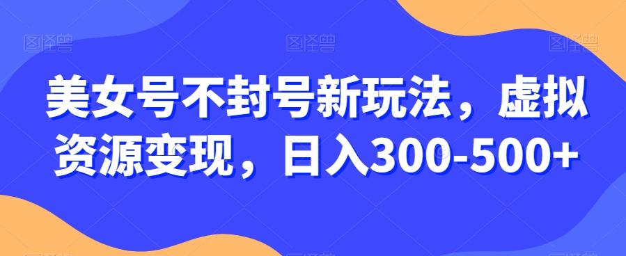 美女号不封号新玩法，虚拟资源变现，日入300-500+-瀚宇网创