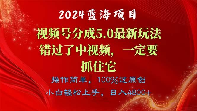 2024蓝海项目,视频号分成计划5.0最新玩法,错过了中视频,一定要抓住...-瀚宇网创