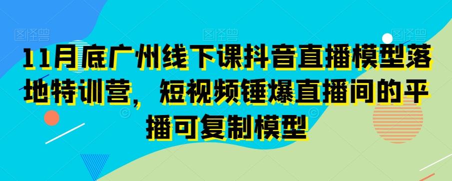 11月底广州线下课抖音直播模型落地特训营，短视频锤爆直播间的平播可复制模型-瀚宇网创